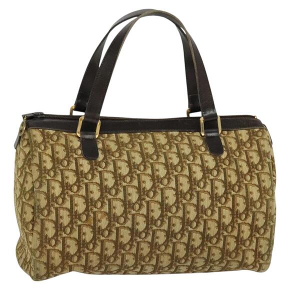 DIOR Trotter Canvas Boston Bag Brown Gold - Picture 1 of 12